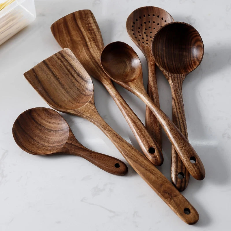 Natural Teak Kitchen Utensil Set