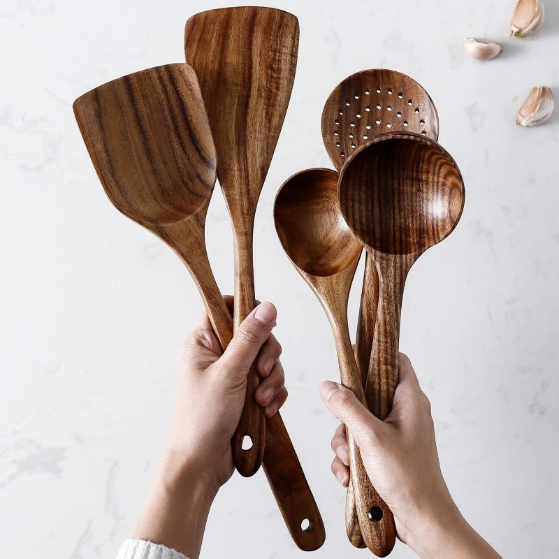 Natural Teak Kitchen Utensil Set
