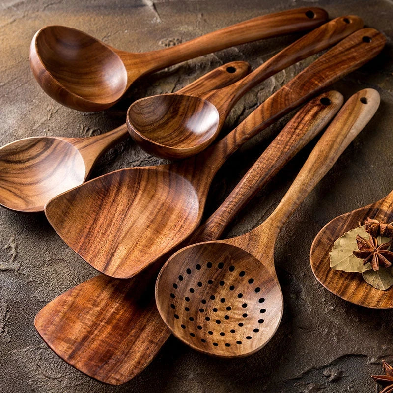 Natural Teak Kitchen Utensil Set