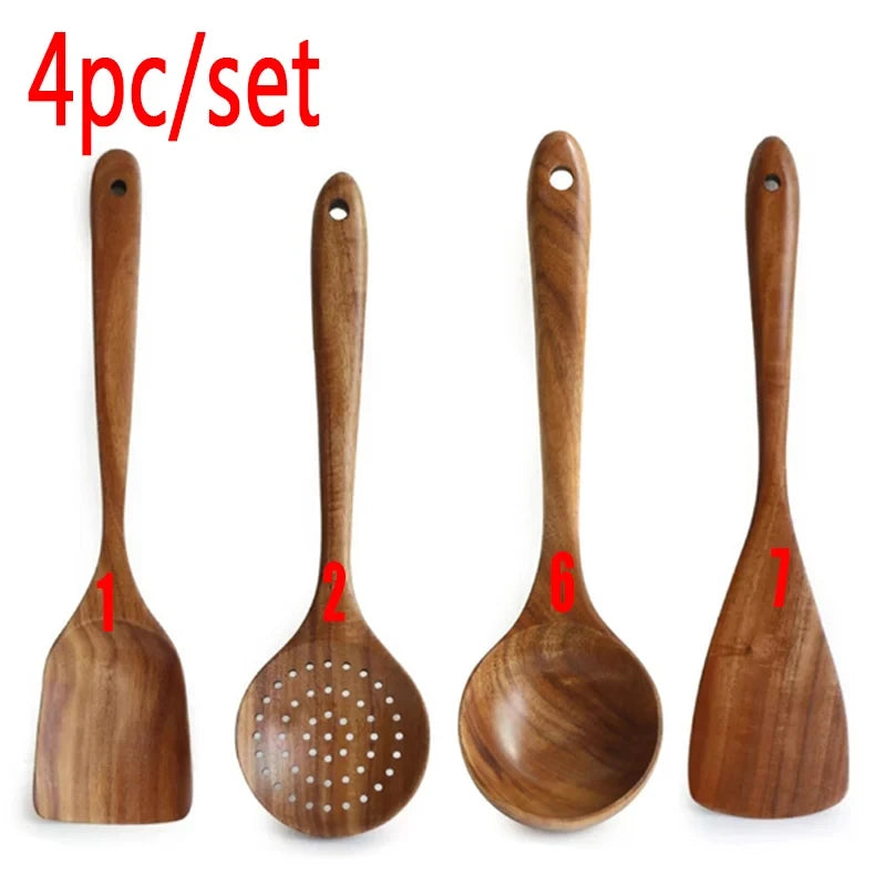 Natural Teak Kitchen Utensil Set