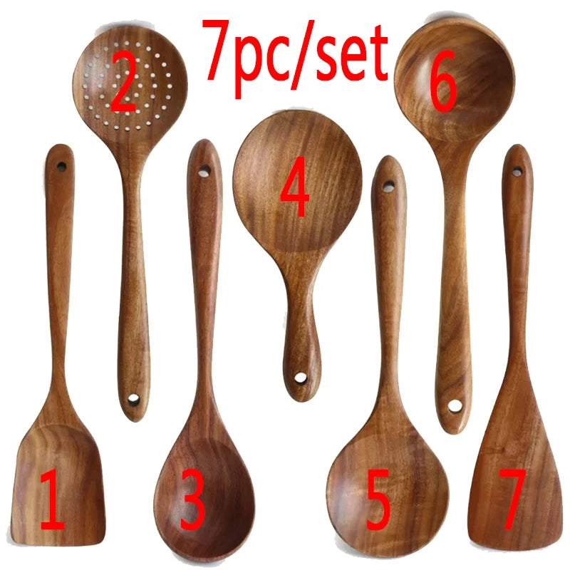 Natural Teak Kitchen Utensil Set
